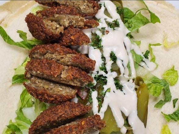 Falafel Deluxe Pita Wrap.